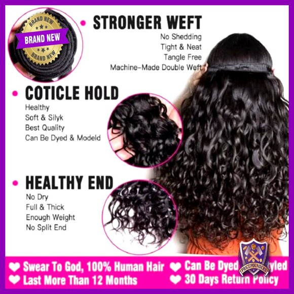 Water Wave Human Hair Extensions 10-14 Inch Brazilian Unprocessed Remy main image 6